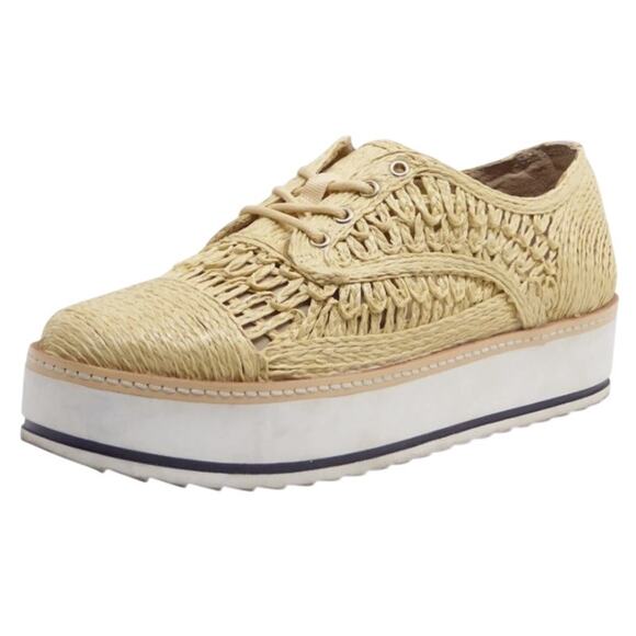 Chelsea & Violet Shoes - Chelsea & Violet Pennytwo Raffia Platform Laceup Sneaker Sz 9 Street Casual Boho